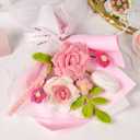 Crochet Flower Bouquet, Handmade Crochet Flowers Bouquet for Anniversary, Mother's Day, Valentine's Day, Graduation, Christmas, Birthday Gift for Women Wife Lover (Include Card) Pink