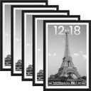 upsimples 12x18 Picture Frame Set of 5, Display Pictures 11x17 with Mat or 12 x 18 Without, Wall Gallery Poster Frames, Black