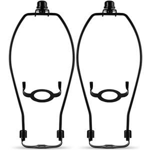 GO&SO 2 Pack Black Lamp Harp Kit 8 inch with E26 UNO Light Base Set, Detachable Lamp Shade Adapter for Table & Floor Lamps, Heavy Duty Bracket DIY Light Fitting with 3/8 Standard Saddle & Finial