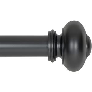 Ivilon Drapery Window Curtain Rod - Knob Design, 1 Inch Rod, 48 to 86 Inch. Black