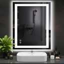 DUMOS 32.1"x40.1" LED Bathroom Mirror, Smart Anti-Fog Bathroom Vanity Mirror with Front Light & Backlit, 3 Color Temperatures, Dimmable, Memory Function (White-rectangle)
