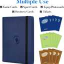 Premium 9 Pocket Card Binder for 540 Cards, Fabmaker PU Cover Trading Card Binder, Sturdy Card Collection Album, Sleek Card Holder Folders for Game Cards & Sports Cards, Navy Blue
