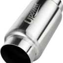 UPOWER 3" Inlet&Outlet Exhaust Resonator,9" Overall Length Center Straight Through Stainless Steel Muffler,Polished