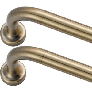 Antique Bronze Curtain Rods 2 Pack,1 Inch Disc Curtain Rods for Windows 28 to 48",Blackout Wrap Around Curtain Rod with Aluminum Finials and Brackets,No Screw Disassembly Adjustable Curved Curtain Rod
