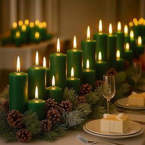 18 Pcs Green Pillar Candles Bulk SetHurricane Candles3 Different Lengths (6 Each)Dripless Unscented SmokelessGives You a Better Atmosphere When Organizing Wedding or Event Party.