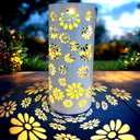 CBAXEAXM Solar Lanterns Outdoor Waterproof Hanging Flower Light Metal Tabletop Solar Lantern with Hollowed-Out Design for Yard, Patio, Backyard, Porch Table Decor Gifts(White Flower)