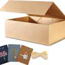 BOXHOME 3 Pack Large Gift Box, Brown Kraft, 13x10x5 inch with Magnetic Lids Gift Packaging Box, Groomsmen Boxes for Presents Contains Card, Ribbon, Foldable