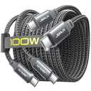 JSAUX 100W USB C to USB C Cable [2-Pack 10FT], Type C Fast Charging Cord for Samsung S26, iPhone 17e/iPhone 17/iPhone Air/iPhone 17 Pro Max, iPhone 16/15 Series, Galaxy S/Note, MacBook, iPad - Grey