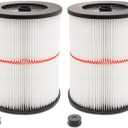 Replacement Cartridge Filter for Shop Vac Craftsman 9-17816 Filter for Craftsman 17816 Vacuum Filter General Purpose Wet Dry Air Filter for 5 & Larger Gallon Vacuum Cleaner 2 Packs