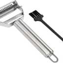 Tasty Julienne Vegetable Peeler with Cleaning Brush, Sharp Stainless Steel Blades, 2 Piece Set, Dishwasher Safe