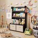 WISUCART Kids Bookshelf withToy Storage Organizer, 3 Tier Bamboo Todders Book Shelf Large Book Rack for Child Room Playroom Nursery for Kids, Children, Toddlers (Black), 27.17 x 11.02 x 41.34 inches