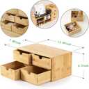 Wisuce Bamboo Desk Drawer Organizer, Desktop Organizer with Drawers Tabletop Storage Organization Box for Office Home Toiletries Supplies Vanity, No Assembly Required(4 Drawes)