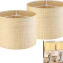 GO&SO Medium Drum Lamp Shades Set of 2 Woven Lampshades, 13" L x 13" H (E26 Spider),Farmhouse Lampshades for Table Lamp & Bedside Lamps, Replacement Lamp Shade In Hand Crafted,Easy Assembly Required