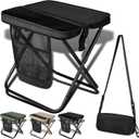 Foldable Backpack Stool for Adults - Portable Camping Stool with Sling Bag, 300lbs Capacity for Camping, Fishing, Hiking, Travel, Picnic (Black)