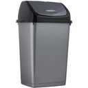 Superio Kitchen Trash Can 13 Gallon with Swing Lid, Plastic Tall Garbage Can Outdoor and Indoor, Large 62 Qt Recycle Bin and Waste Basket for Home, Office, Garage, Patio, Restaraunt (Grey/Black)
