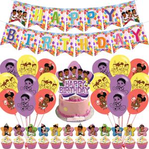 Gracies Party Decorations,Corner Girls Birthday Party Supplies Includes Banner- Cake Topper - 24 Cupcake Toppers - 18 Balloons
