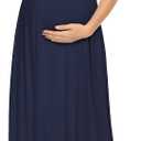 Xpenyo Maternity Maxi Dress Women Casual Wrap Long Baby Shower Pregnancy Dresses (Blue, XXL)