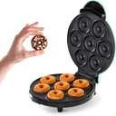 Dash Express Mini Donut Maker - Homemade Dessert Maker - Features Double-Sided, Non-Stick Surface & Space-Saving Design - Makes 7 - Aqua