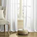 DONREN Semi Sheer Curtains 72 Inch Length for Living Room, Rod Pocket Back Tab Linen Curtains Light Filtering for Bedroom, 50" Width, White, 2 Panels