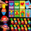25PCS Light Up Spinning Tops Valentines Day Gifts for Kids School Funny Valentine Exchange Cards for Kids Classroom Toddler Boy Girl Valentines Class Party Favors Goodie Bag Stuffers Bulk Prizes