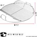 Weber Hinged Cooking Grate HeavyDuty Plated Steel with FlipUp Sides for Adding Charcoal, Fits 18" Weber Kettle Grills