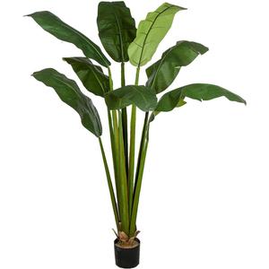 7' Silk Bird of Paradise Palm Tree w/Pot -Green