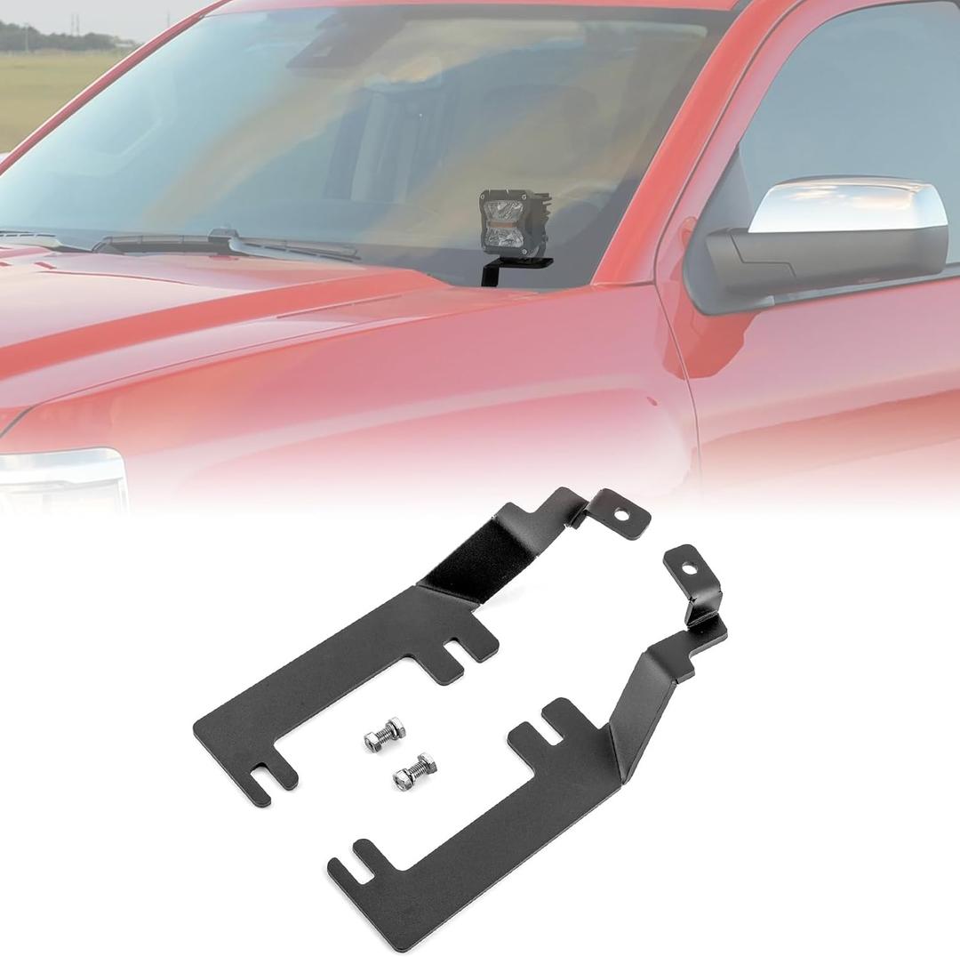 WeiSen Hood Hinge Ditch Light Mounting Brackets for 3 Inch Offroad LED Pod Work Light Compatible with Chevy Silverado 2500HD 3500HD 2015-2019, Fit GMC Sierra 2500HD 3500HD 2015-2019
