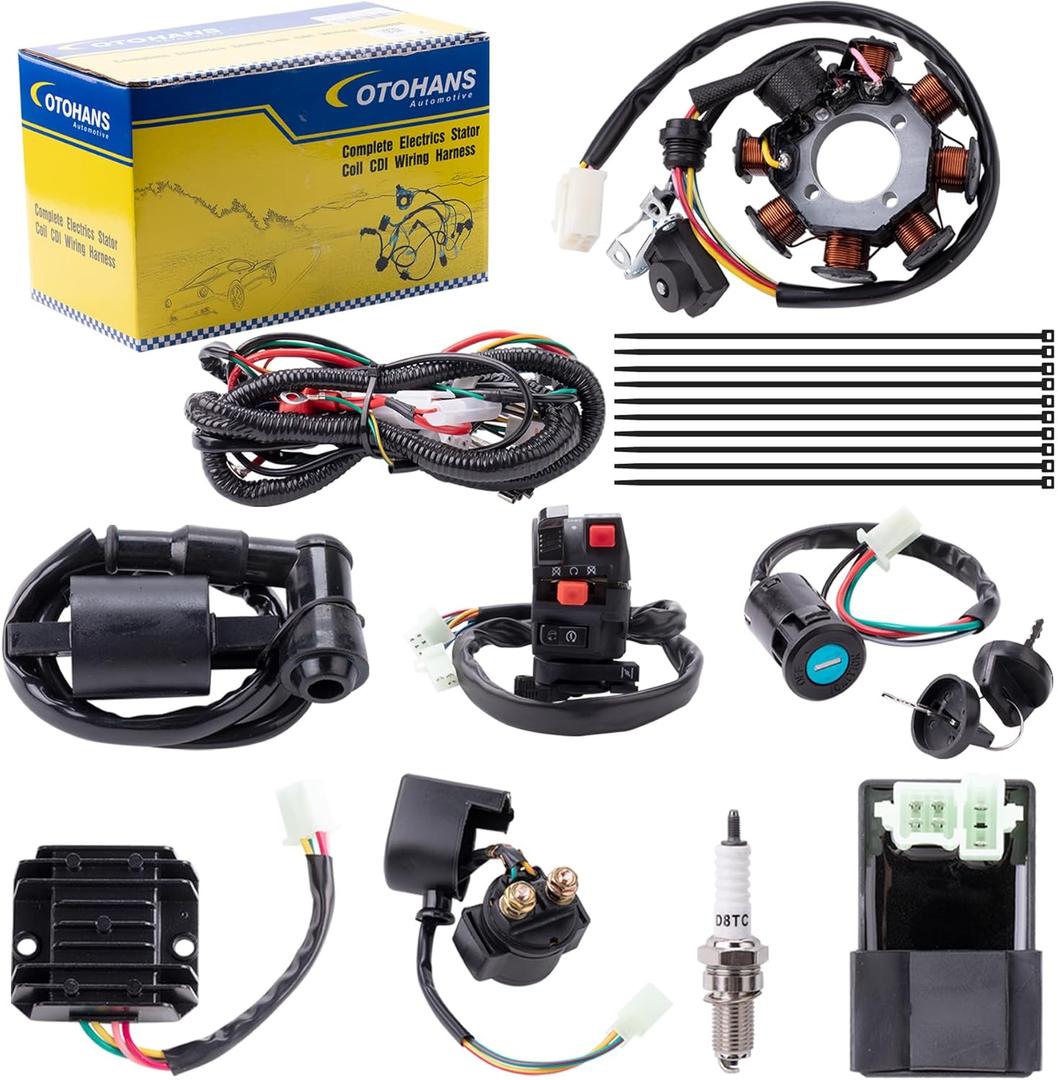 Complete Electrics Stator Coil CDI Wiring Harness with Full Copper Wire for 4-Stroke ATV Quad 150cc-300cc