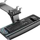 EUREKA ERGONOMIC Keyboard Tray Height Adjustable, Swivel Tilt Computer Keyboard Drawer Under Desk, 25x9.13'' Sliding Keyboard & Mouse Platform with Mouse Pad for Typing, Black
