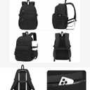 Quilted Laptop Backpack for Women, College Bookbag with Tumbler Holder Pocket for Nurse Teacher Work Travel, Puffer School Backpack for Teen Girls Big Student, Black
