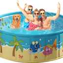 COBOPANDA Large Foldable Kids Pool, Hard Plastic Collapsible Deep Kiddie Pool, Small Pools for Swimming, Backyard Dog Pool (JellieMons 78.7"x17.7")