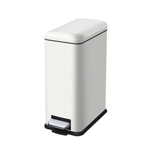 2.6 Gallon Bathroom Trash Can with Lid, 10L Stainless Steel Garbage Can with Removable Liner Bucket, Slim for Small Spaces Narrow Office, Kitchen, Bedroom, Living Room (White (10L/2.6 gallon)