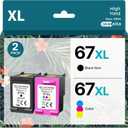 67XL Printer Ink Replacement for HP Ink 67 Remanufactured for HP 67 Ink cartridges Black/Color Combo Pack for DeskJet 2700 2700e 2755e 2755 4155e Envy 6055e 6055 6000 6400 6455e 6475 6452 6458
