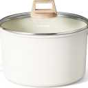 CAROTE 8 Qt Nonstick Stock Pot with Lid Soup Pot, 8 Quart Casserole with Lid, Easy to Clean Non Stick Cooking Pot Cookware PFOA Free, White Granite