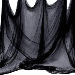 AOYOO Black Creepy Cloth 8.75 Yards x 85" with Fabric Scary Spooky Gauze Halloween Decorations for Haunted House Horror Decor Home Yard Indoor Outdoor Office Wall Vampire Zombie Theme Party Supply 4 PACK