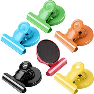 VNDUEEY 6 Pack Fridge Magnets Refrigerator Magnets, Magnetic Clips for Whiteboard, Magnet Clips for Kitchen Office Organizing & DecoratingAll Black OR Colorful Randomly Send
