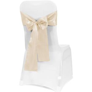 Obstal 50 PCS Satin Chair Sashes Bows for Wedding Reception- Universal Chair Cover Back Tie Supplies for Banquet, Party, Hotel Event Decorations (Champagne)
