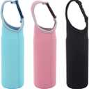Water Cooler Bottle Cover Sleeve Can Cooler Cover insulators Collapsible Drink Bottle Neoprene Cover Protecter Holder Strap for Outdoor (Black+Blue+Pink)