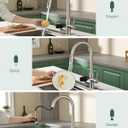 OWOFAN Kitchen Faucet with Cup Washer Pull Down Sprayer Stainless Steel Kitchen Sink Faucet with Deck Plate Glass Rinser Single Hole Brushed Nickel