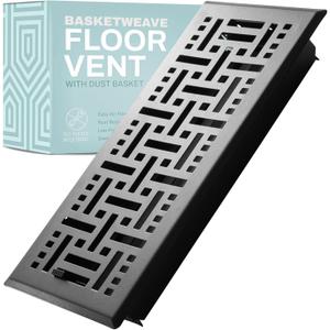 4X10 Floor Vent Cover Floor Register with Mesh Cover Trap, Heat and Air, Walkable Metal Floor Vent for HVAC Duct, Basketweave, Matte Black