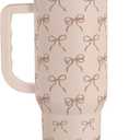 Bow Tumbler with Handle and Straw 40oz  Stainless Sleel Slider Tumbler Travel Coffee Mug for Women - Gift Idea for Birthday Christmas