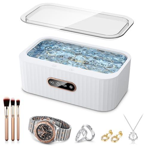 2025 Upgrade Ultrasonic Jewelry Cleaner 47KHz, Professional Ultrasonic Machine with 5 Cleaning Modes & One-Touch Operation, 304 Stainless Steel Tank for Jewelry, Glasses, Watches, and Dentures