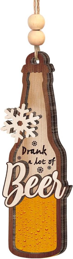 Beer Ornaments 2025, 2 Layers Wooden Christmas Tree Ornaments, for Beer Drinkers, Beer Christmas Ornament for Christmas Tree Decorations, Beer Lovers Gifts for Men Women