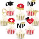 36pcs Congrats Nurse Cupcake Toppers, Nurse Graduation Party Cake Decorations Glitter for Congrats NP Nurses Day Nursing Medical School College Graduation Grad Party Supplies