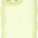 Compatible with iPhone Xs Max Case 6.5", Cute Kawaii Curly Wave Frame Shape Soft Silicone Shockproof Protective Phone Cover for Women Girls, Clear/Yellow, Pack of 2 