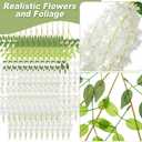 Yunsailing 108 Pack 43.2 in/ 3.6 ft Artificial Fake Wisteria Hanging Flowers Wisteria Faux Flowers Garland Silk Vine Rattan Long Hanging Flowers String for Home Outdoor Wedding Party(Milky)