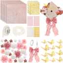 Wavwavw 58 Pcs DIY Graduation Cap Decorations Kit Grad Cap Decor Included Faux Flowers Bow Mesh 3D Butterfly Stickers, Adhesive Rhinestones, Glitter Letter Stickers, for 2026 Grad Party(Rose Pink)