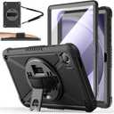 ZtotopCases for Samsung Galaxy Tab A9+ / a9 Plus 11'' 2023 (SM-X210/X216/X218), Shockproof Hard Duty Case with Screen Protector+360 Rotating Hand Strap&Stand+Shoulder Strap for Tab A9+ Tablet, Black (A9 11Inch)