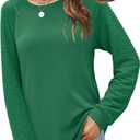 Aifer Womens Long Sleeve Shirts Crew Neck Casual Tops Fashion Loose Fit Trendy Tunic Outfits Clothes (M)