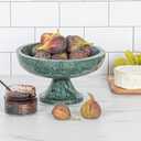 Bloomingville Marble Footed Pedestal Bowl, Green